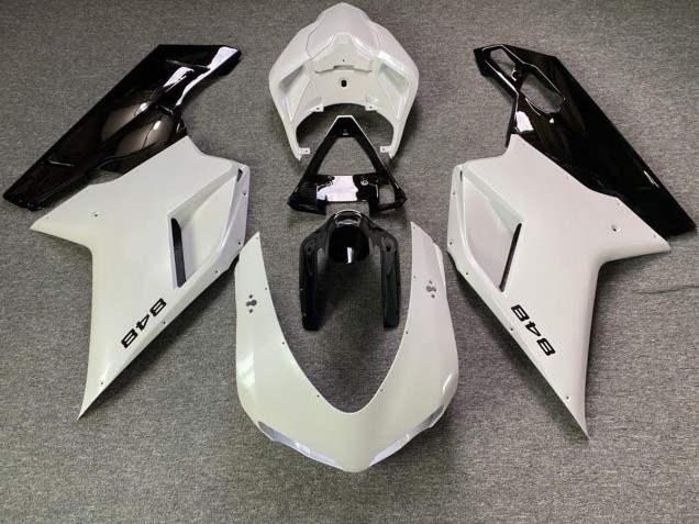 White Pearl and Black 07-14 Ducati 848 1098 1198 Motorcycle Fairing