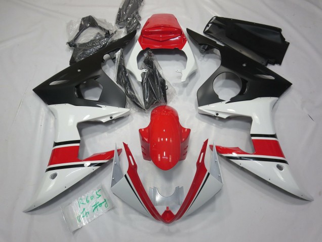 White Red and Black 05 R6 Motorcycle Fairing White Red and Black 05 R6 Motorcycle Fairing