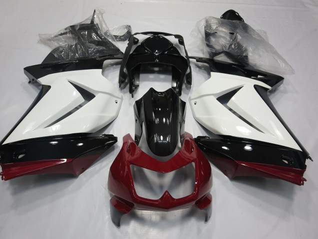 White Red and Black 08-12 Ninja 250 Motorcycle Fairing White Red and Black 08-12 Ninja 250 Motorcycle Fairing