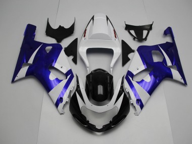 White and Blue 01-03 GSXR 600-750 Motorcycle Fairing