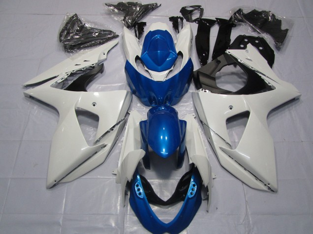 White and Blue 09-16 GSXR 1000 Motorcycle Fairing