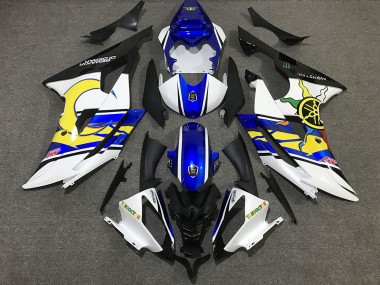 White and Blue Custom 08-16 R6 Motorcycle Fairing