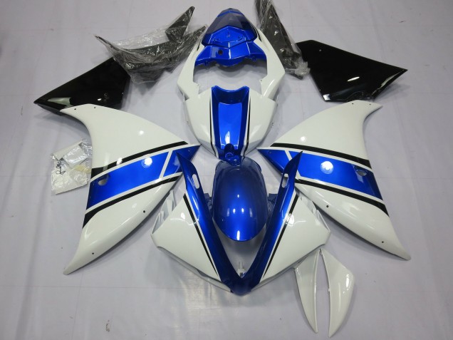 White and Blue Design 12-14 R1 Motorcycle Fairing