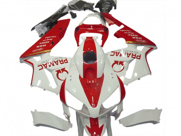 White and Red Custom 05-06 CBR600RR Motorcycle Fairing White and Red Custom 05-06 CBR600RR Motorcycle Fairing