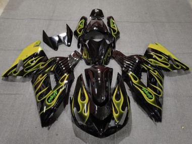 Yellow Flame 06-11 ZX14R Motorcycle Fairing