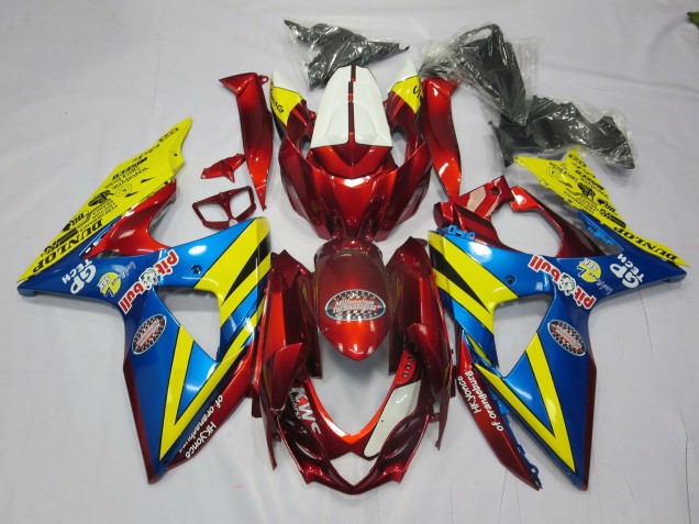 Yellow Red and Blue 09-16 GSXR 1000 Motorcycle Fairing Yellow Red and Blue 09-16 GSXR 1000 Motorcycle Fairing