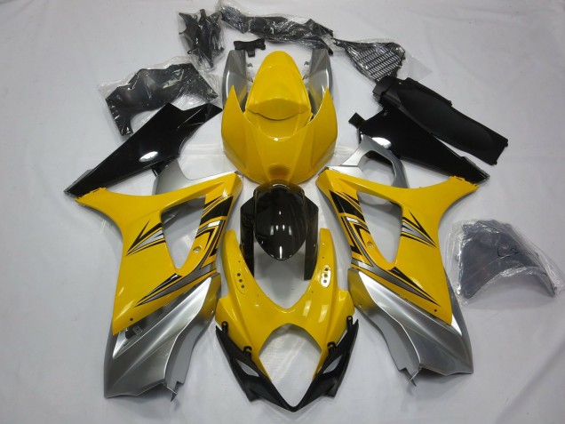 Yellow Silver 07-08 GSXR 1000 Motorcycle Fairing